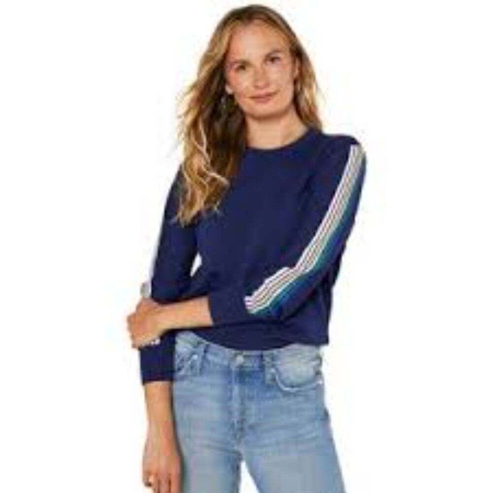 Outerknown Navy Blue Sweater Rainbow Stripe Women's Size Unknown
